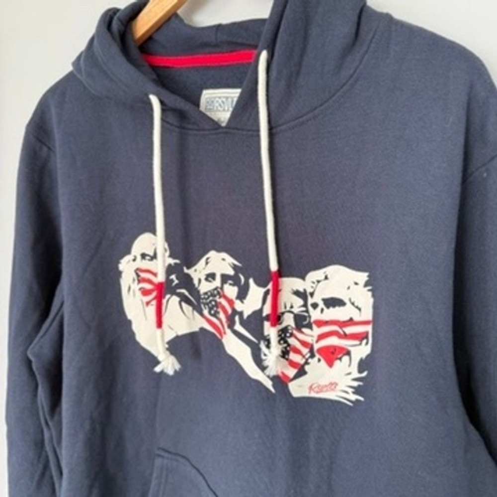 RSVLTS The Roosevelts "Dare Mighty Things" Graphic Hoodie Navy‎ Blue Mens Large